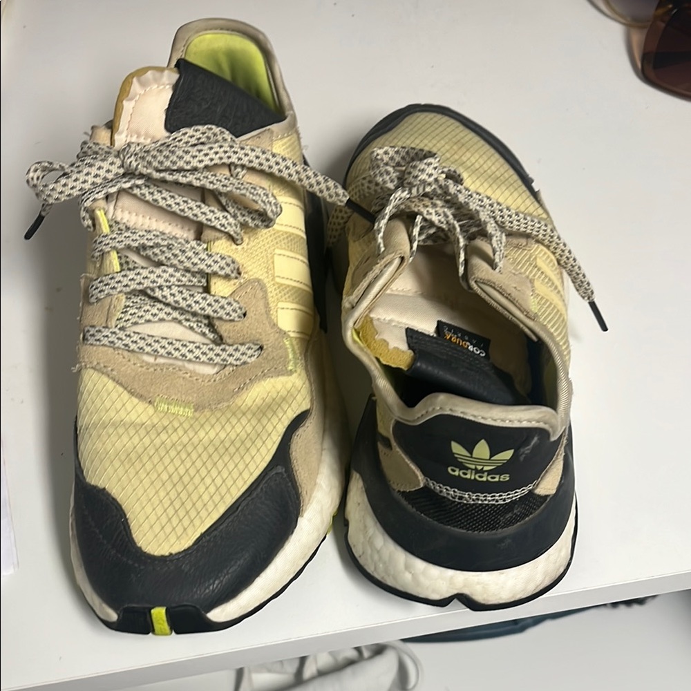 Adidas Cream and Black Running Shoes